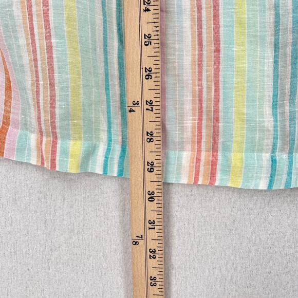 FACONNABLE Linen Button up Shirt Womens XL White Aqua Orange Striped Long Sleeve - Picture 12 of 12